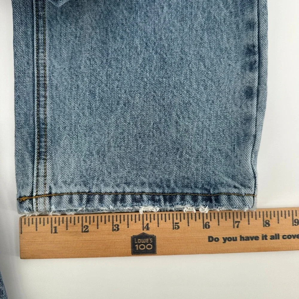 Princess Polly Button Fly Jeans Womens 8 Blue Denim High Rise Straight Whisker